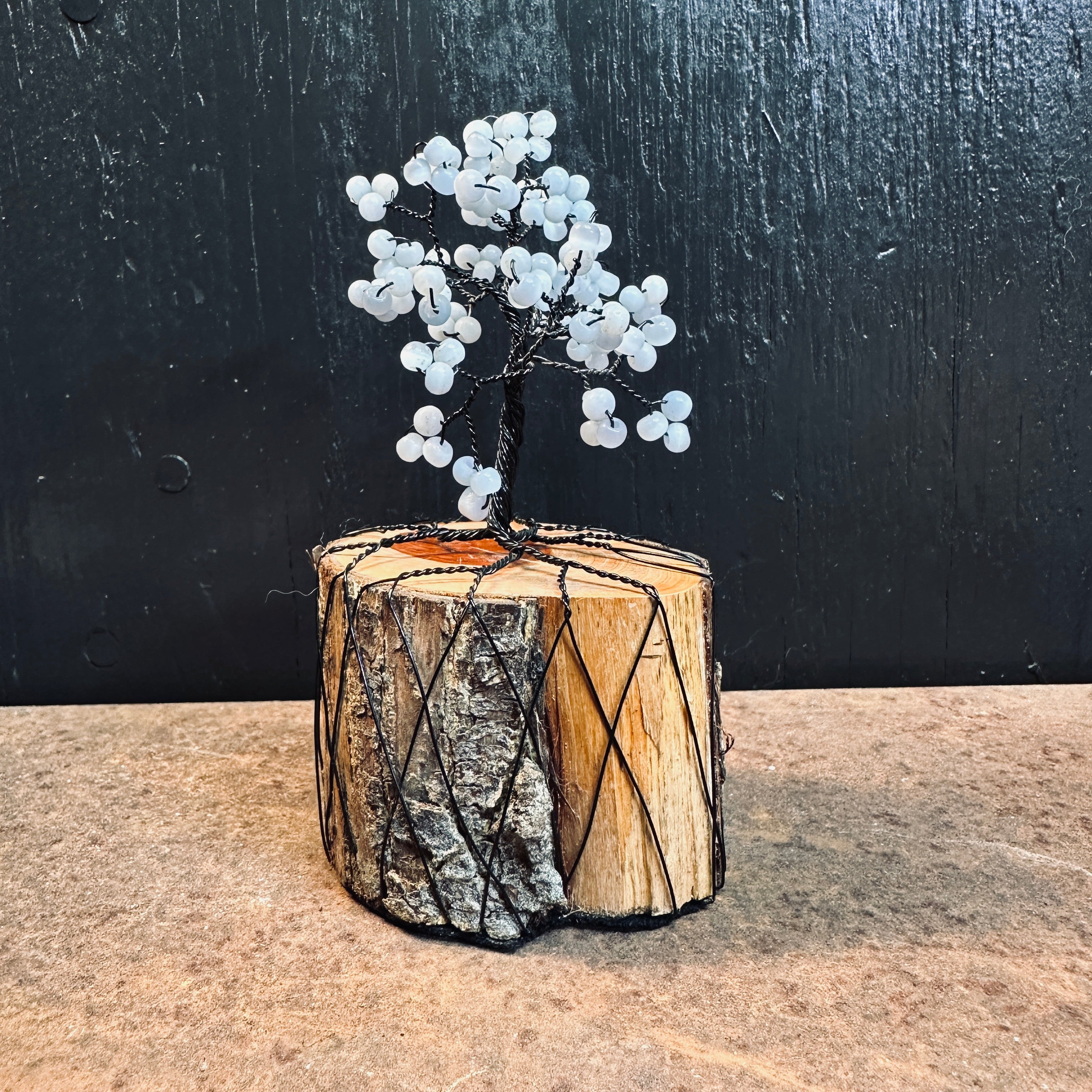 Blue Cat’s Eye Wire Tree Sculpture