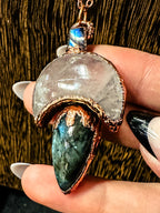 Labradorite Moonstone and Rose Quartz Statement Necklace