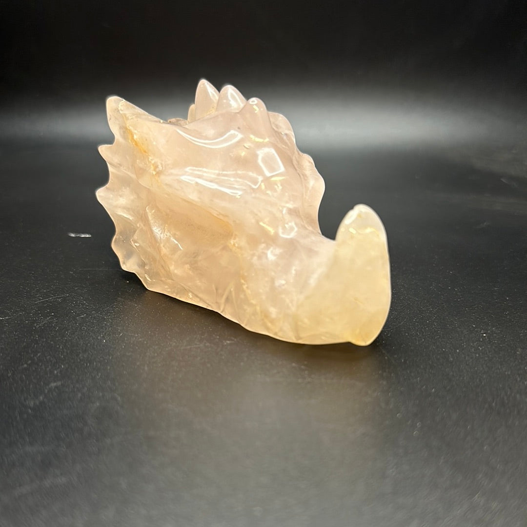 Rose quartz dragon head