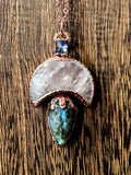 Labradorite Moonstone and Rose Quartz Statement Necklace