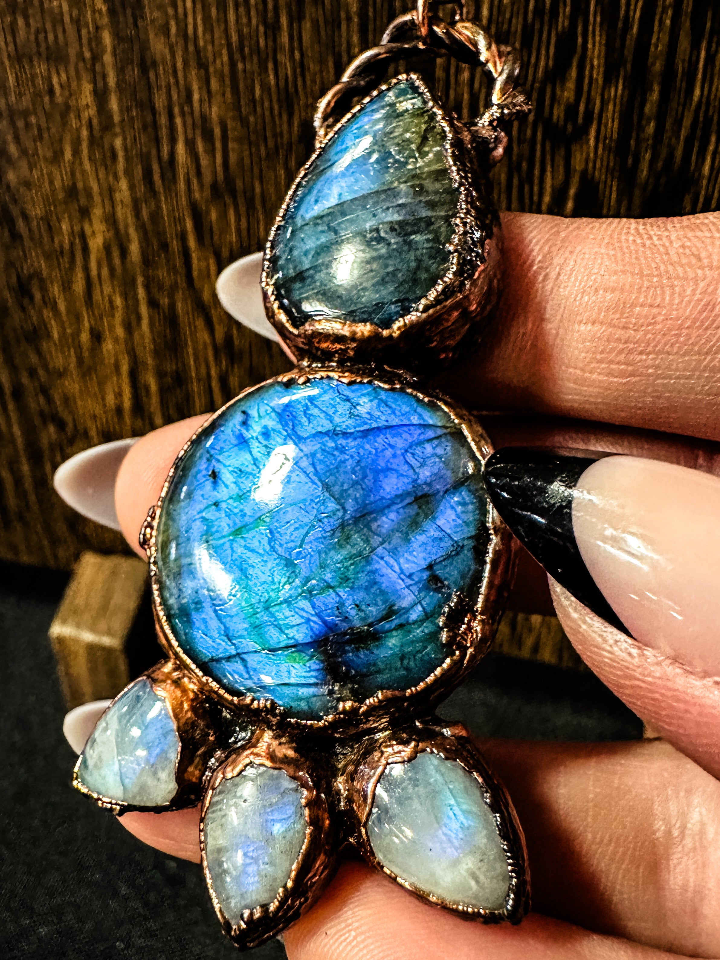 Labradorite and Moonstone Statement Pendant