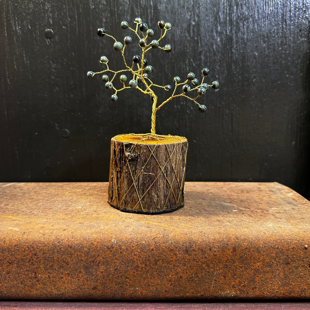 Kambaba Jasper Wire Tree Sculpture