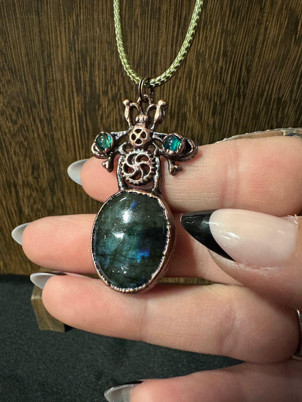 Steampunk Insect Labradorite Pendant