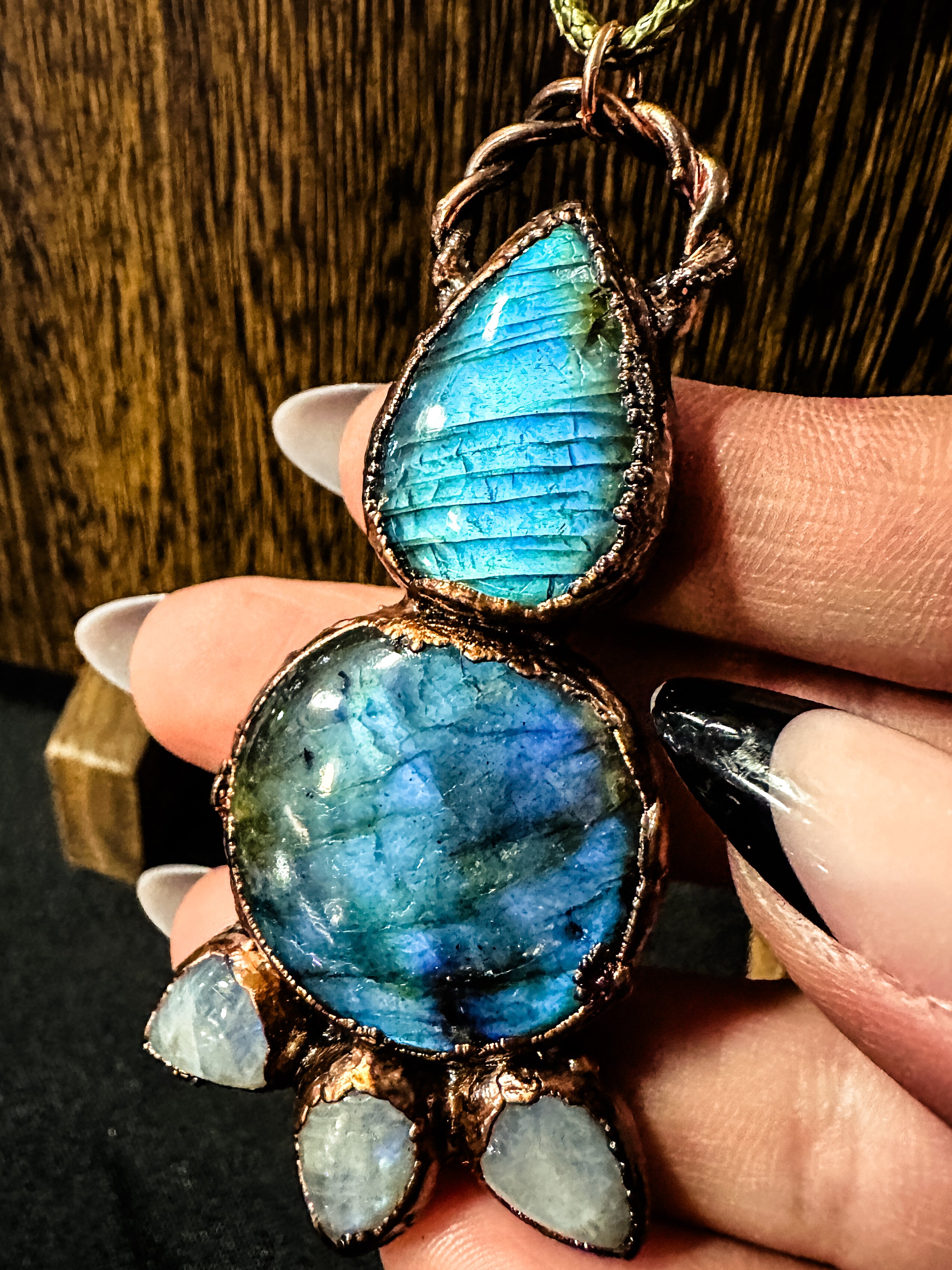 Labradorite and Moonstone Statement Pendant