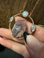 Raw Amethyst and Moonstone Copper Necklace