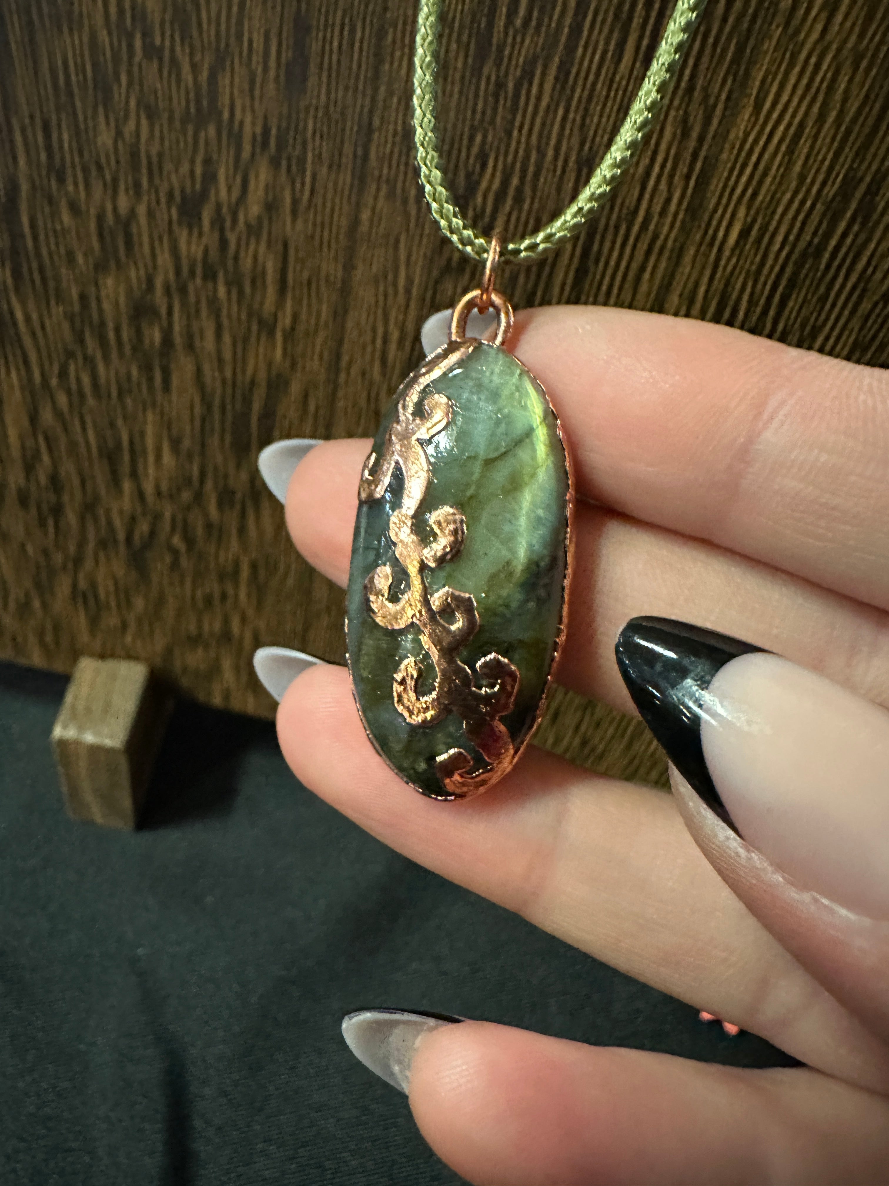 Labradorite Swirl Copper Electroform Pendant Necklace