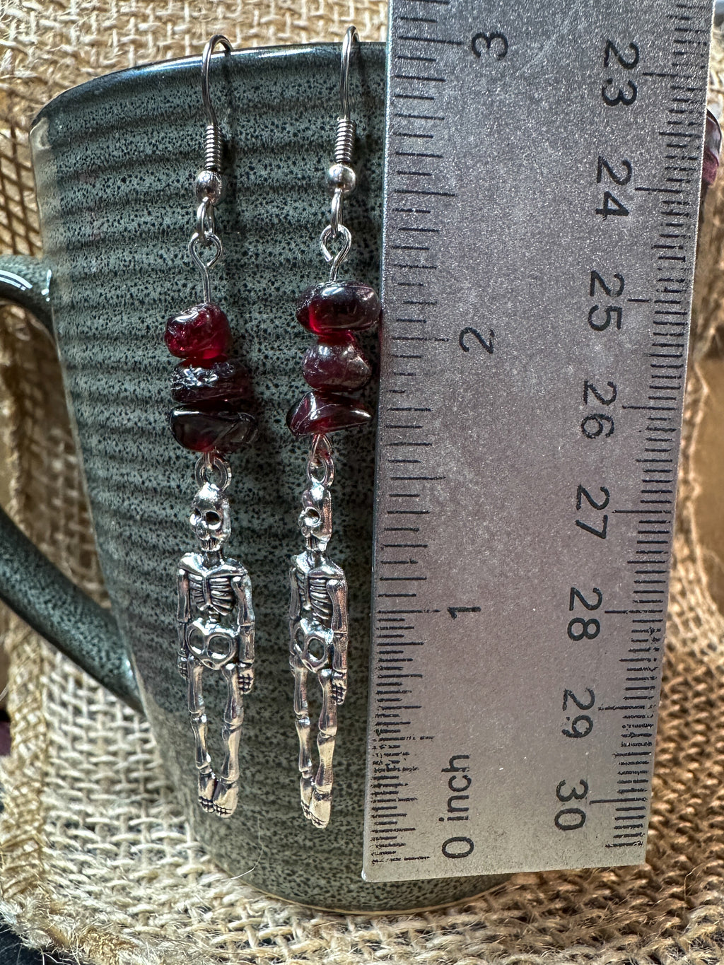 Garnet Skeleton Earrings