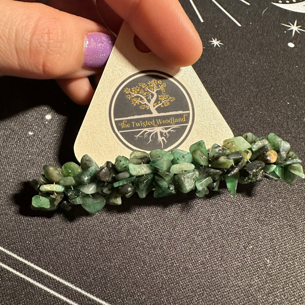 Emerald Beaded Hair Barrette