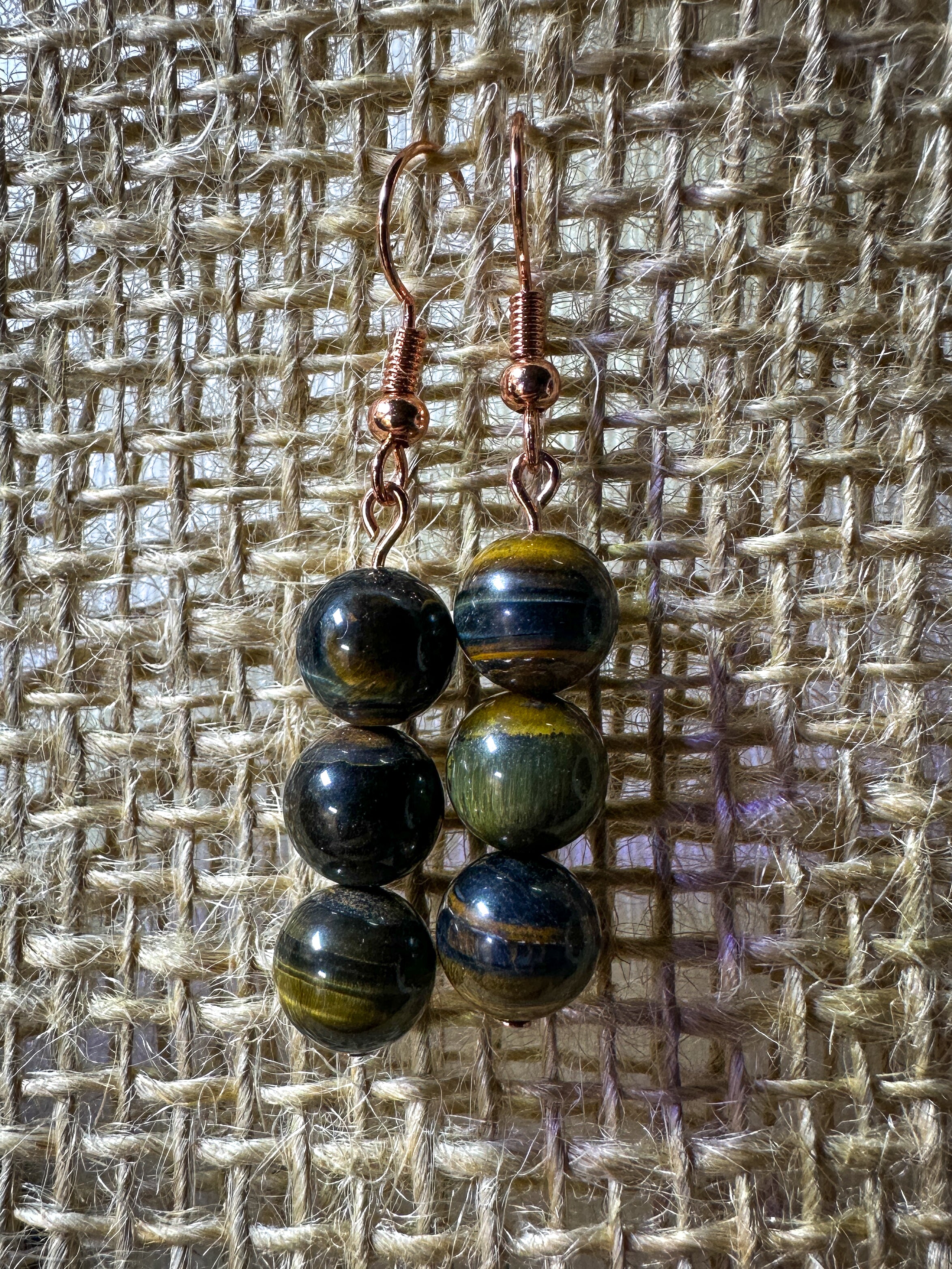Blue Tiger Eye Earrings
