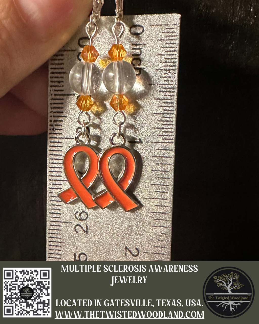 Orange MS Awareness Ribbon Earrings
