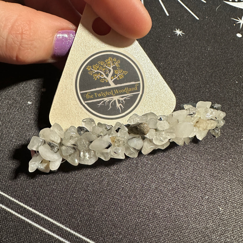 Tourmalated Quartz Beaded Hair Barrette