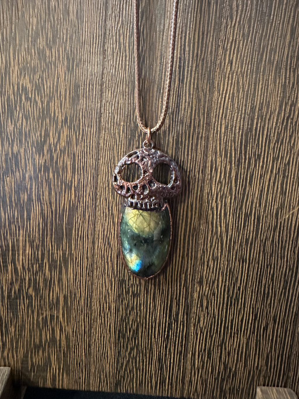 Labradorite Skull Pendant