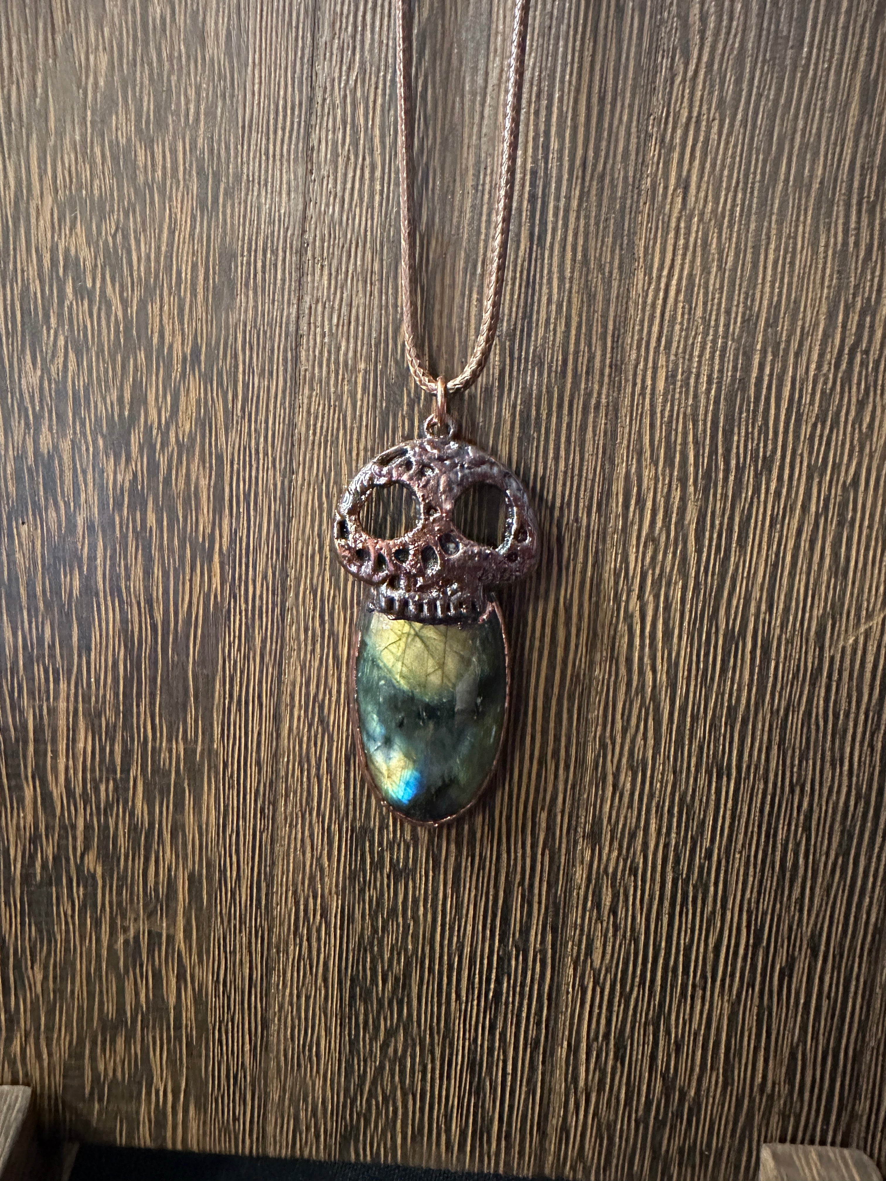 Labradorite Skull Pendant