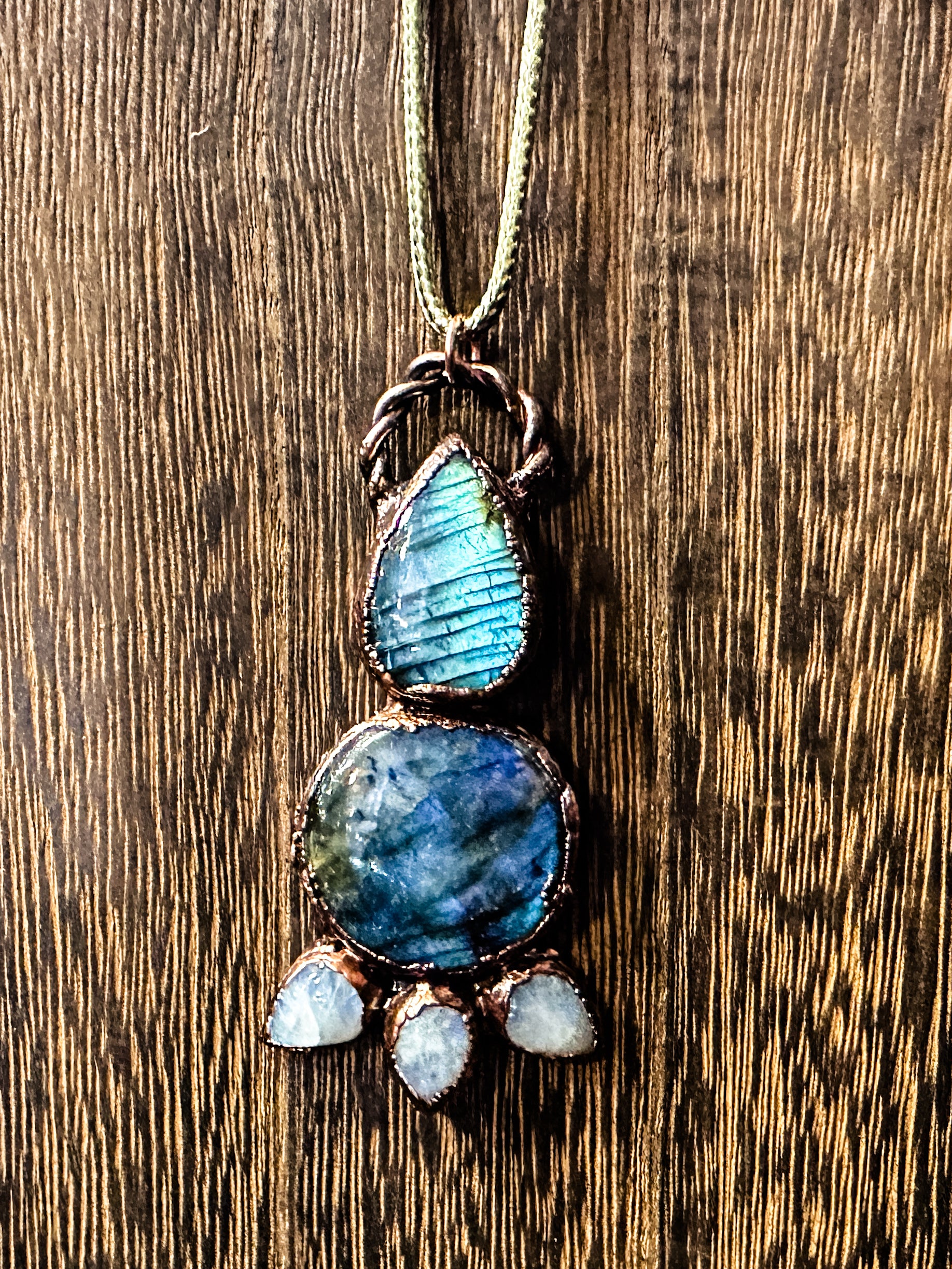 Labradorite and Moonstone Statement Pendant