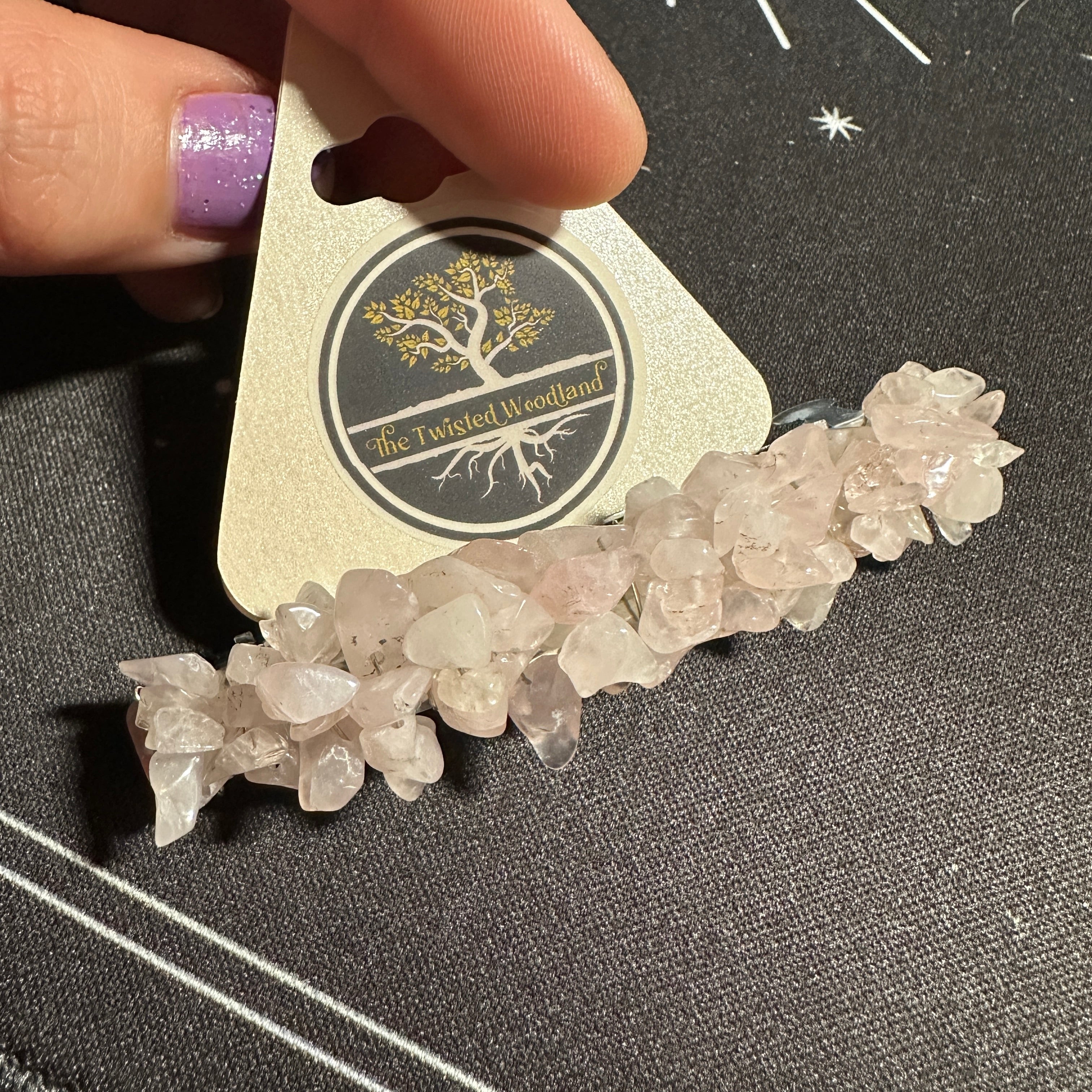 Rose Quartz Beaded Hair Barrette