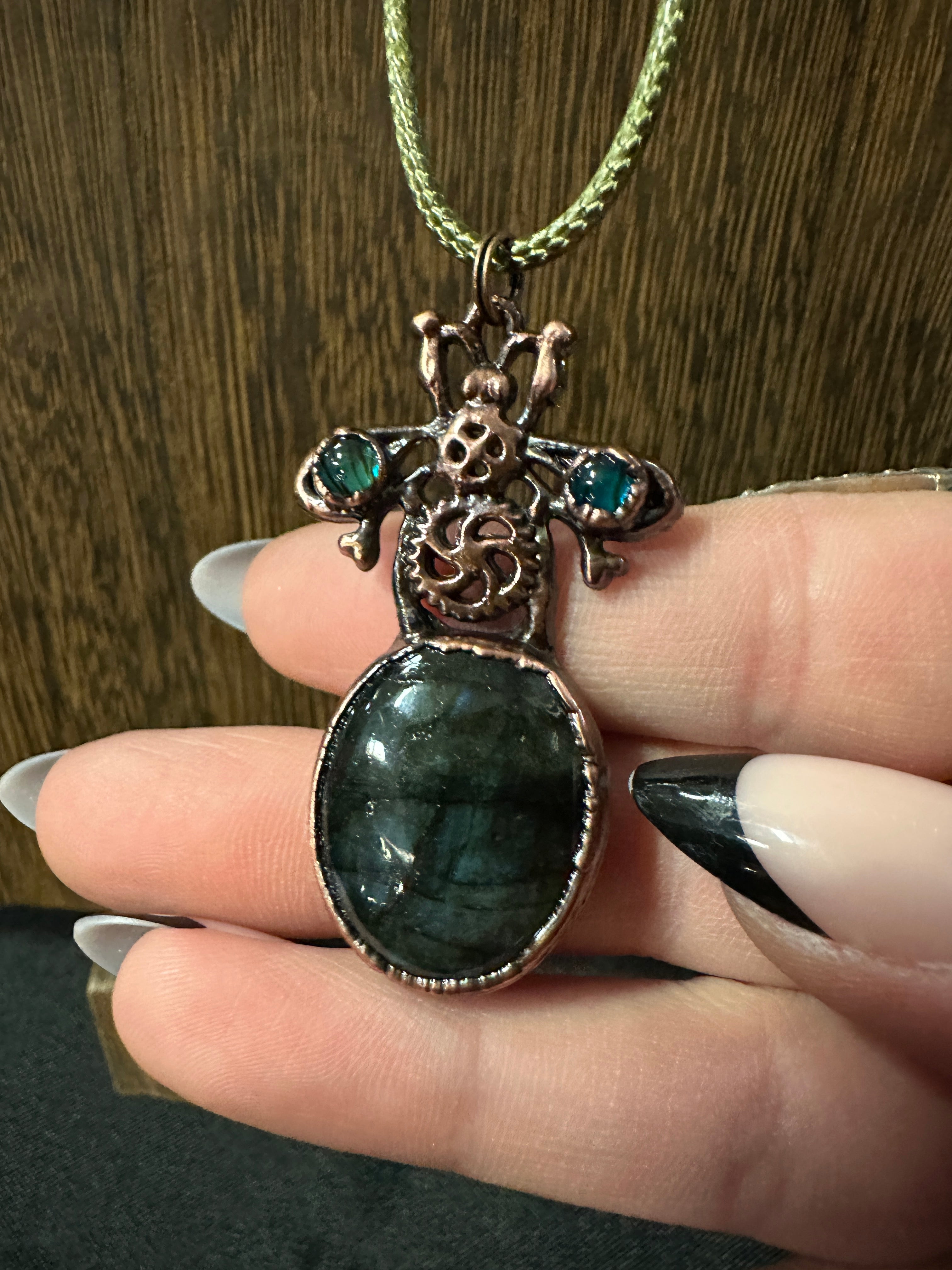 Steampunk Insect Labradorite Pendant