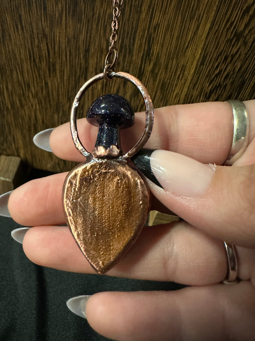 Mushroom Kingdom Labradorite and Blue Goldstone Pendant