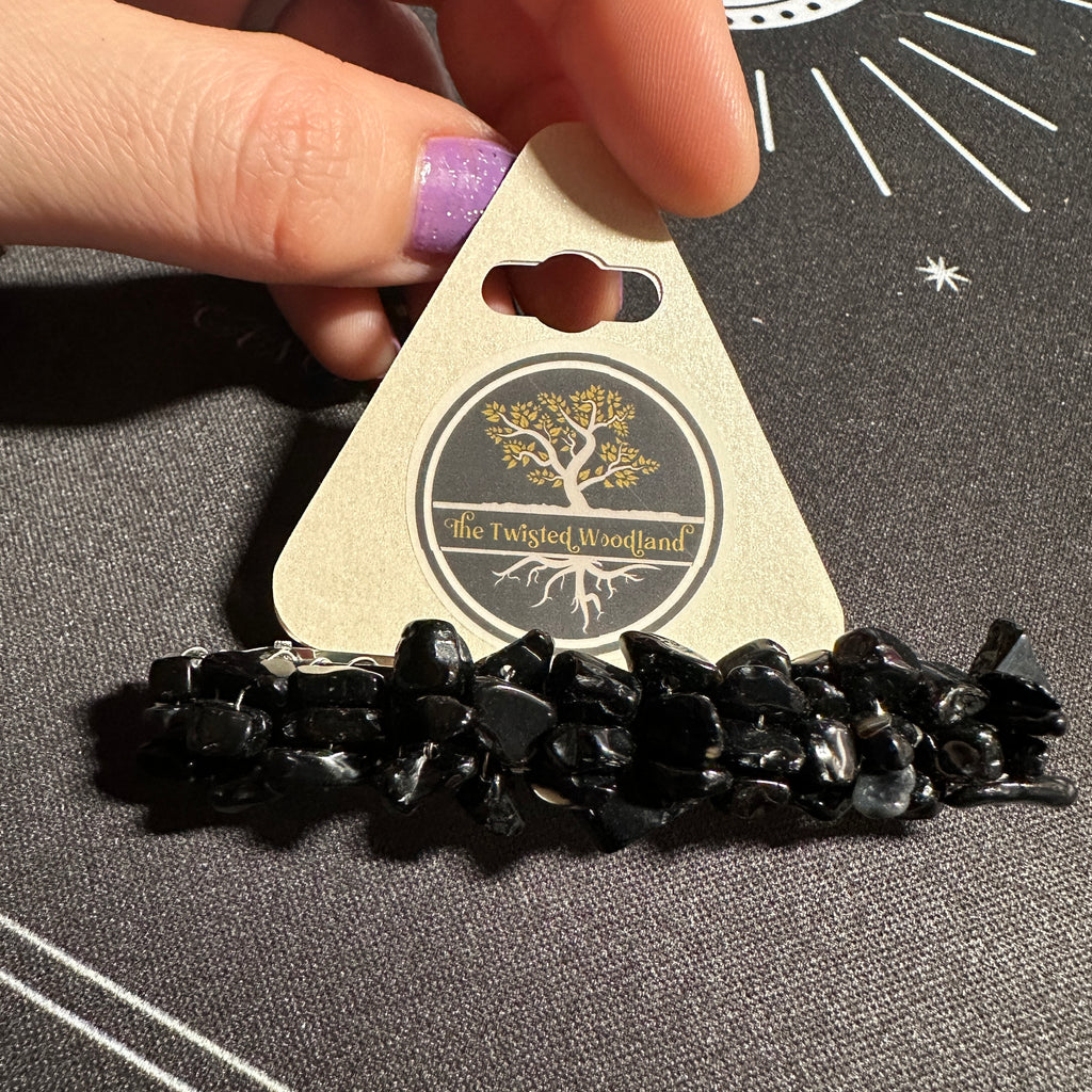 Black Agate Beaded Hair Barrette