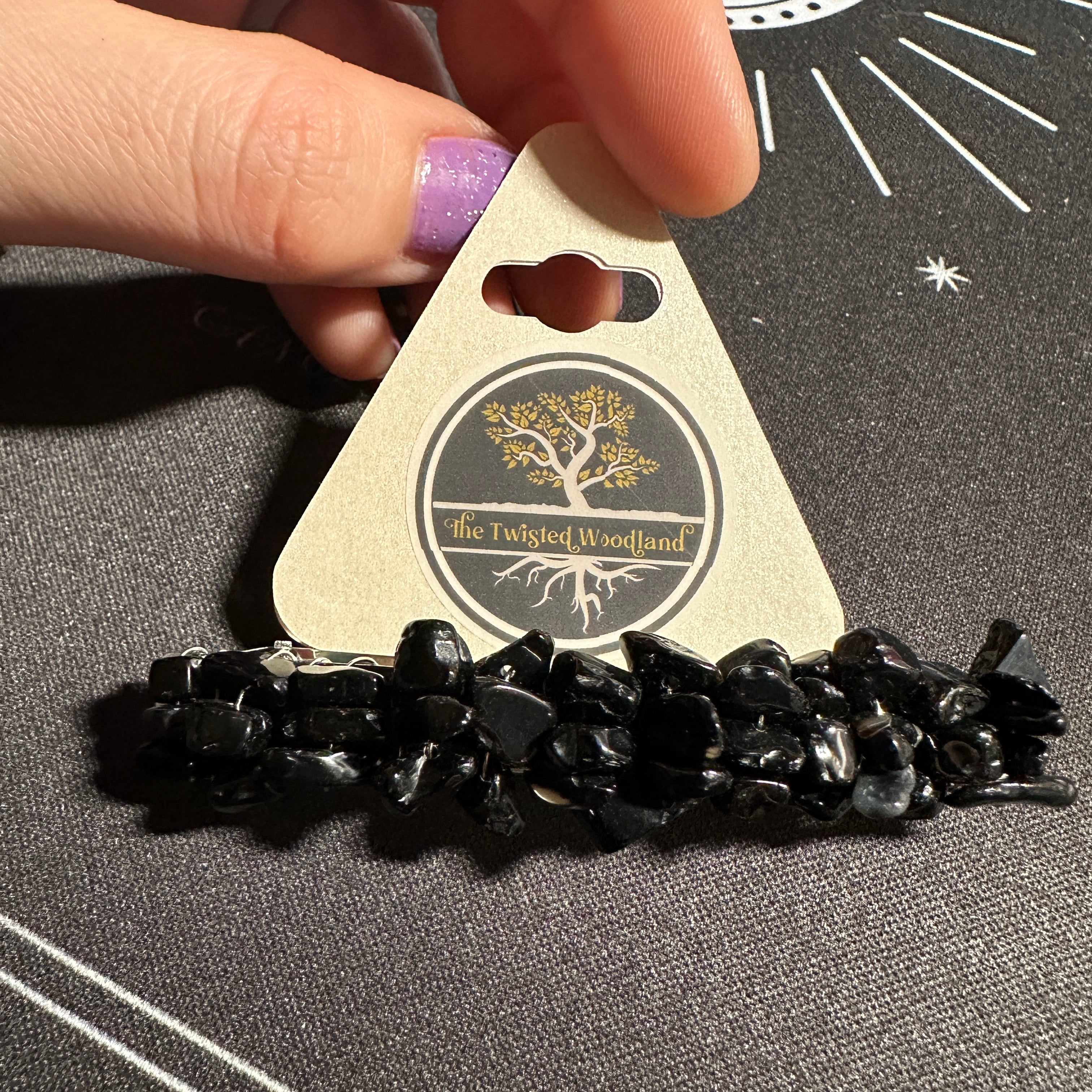 Black Agate Beaded Hair Barrette