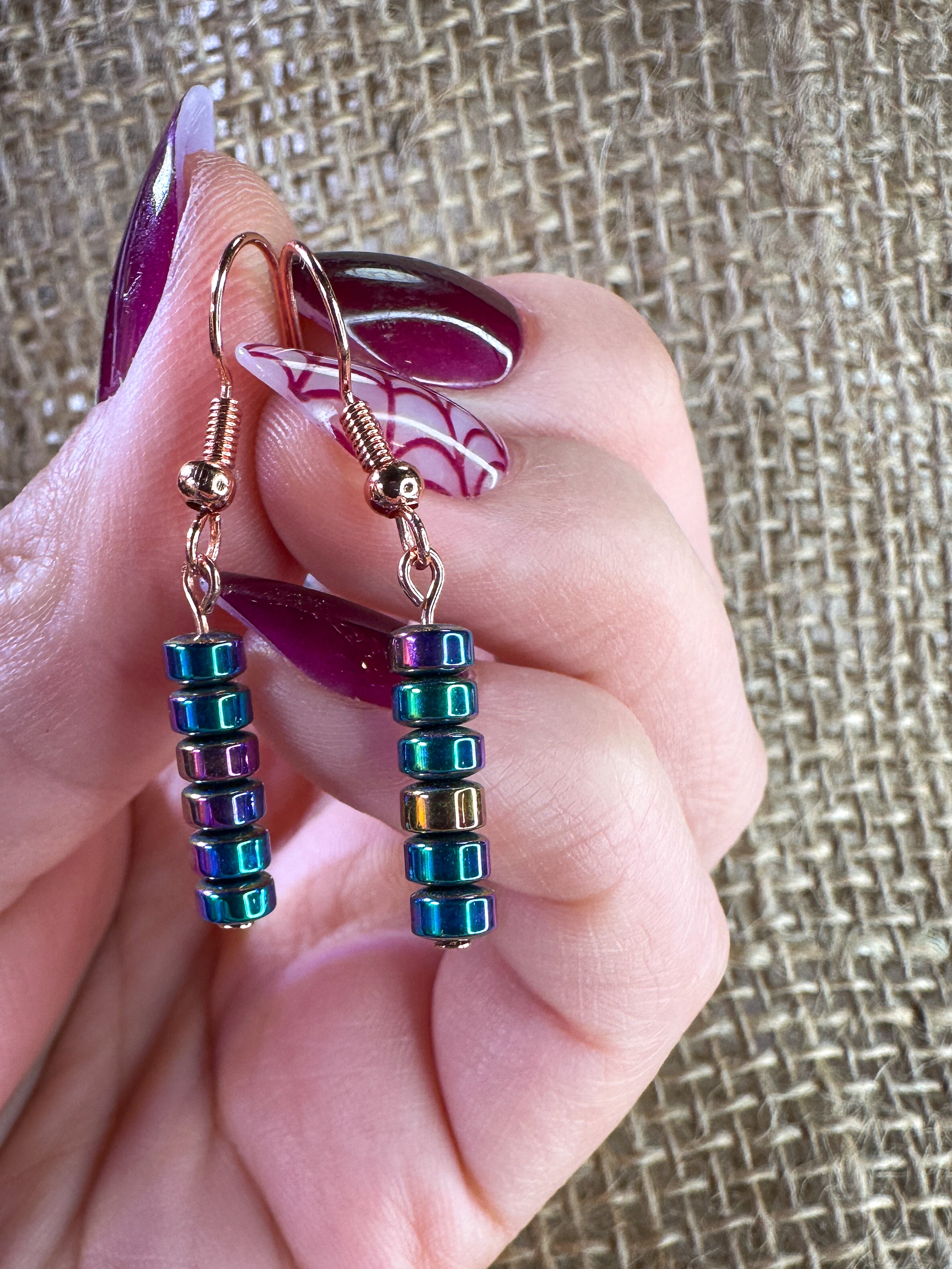 Rainbow Hematite Earrings