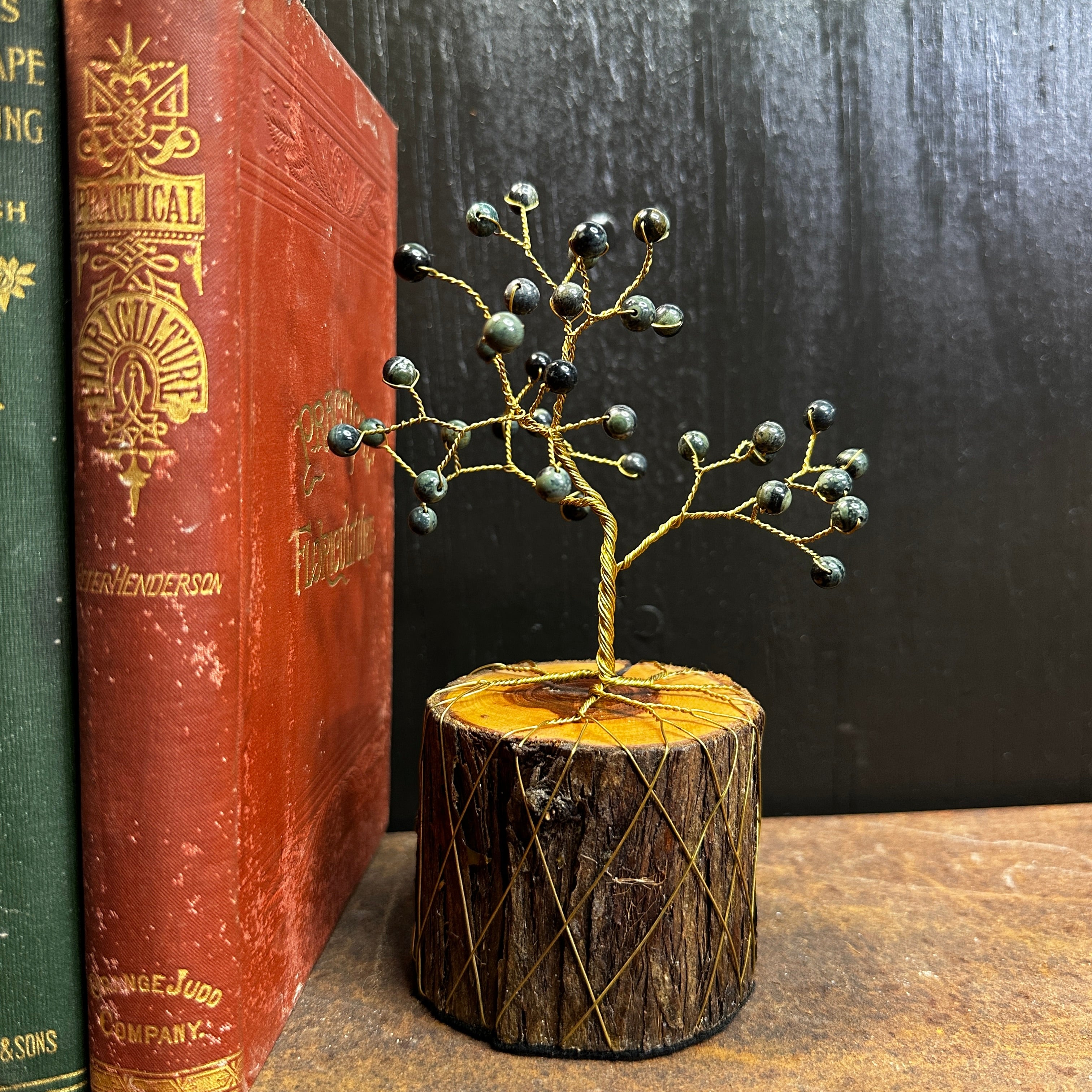 Kambaba Jasper Wire Tree Sculpture