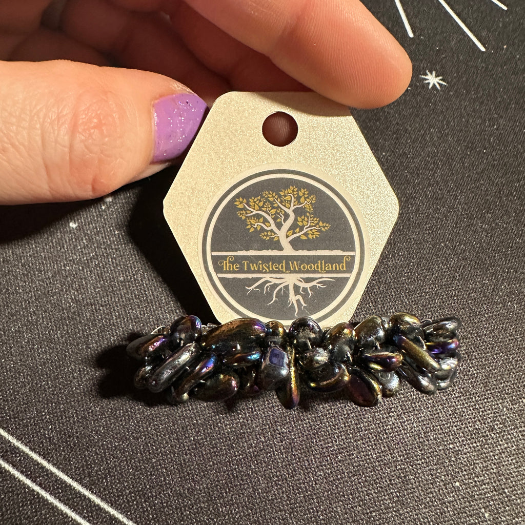 Rainbow Glass Beaded Hair Barrette