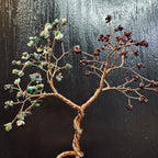 Emerald and Garnet Couple’s Anniversary Custom Wedding Centerpiece Birthstone Wire Tree Sculpture