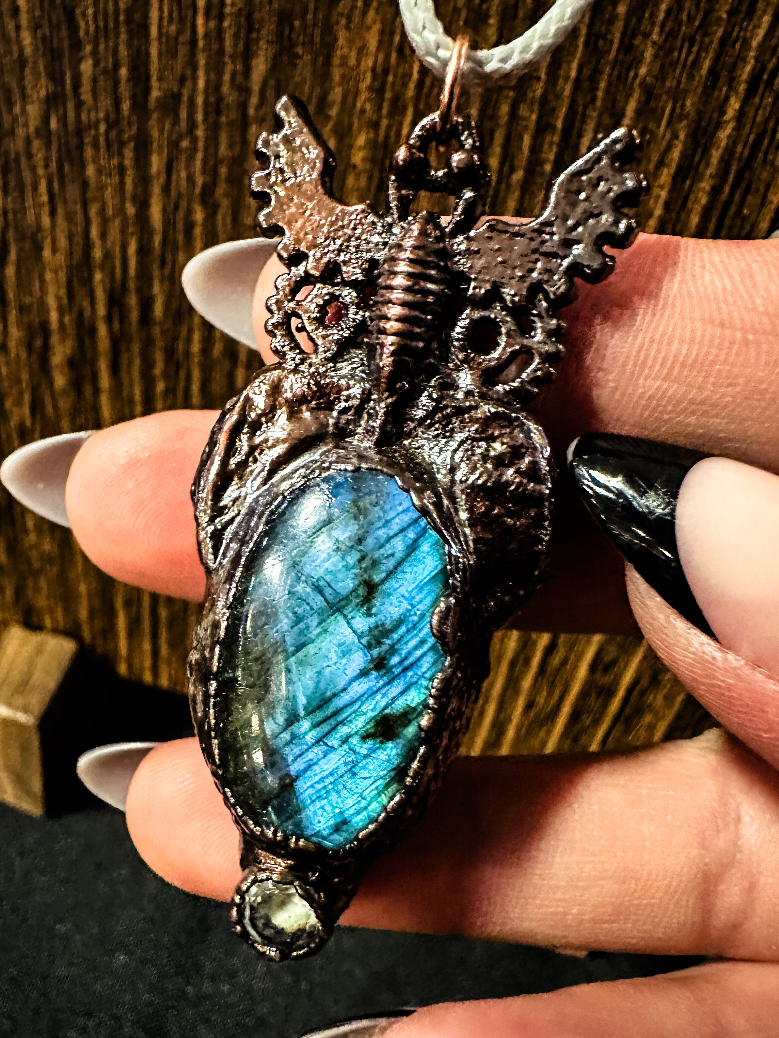 Steampunk Labradorite Butterfly Statement Pendant