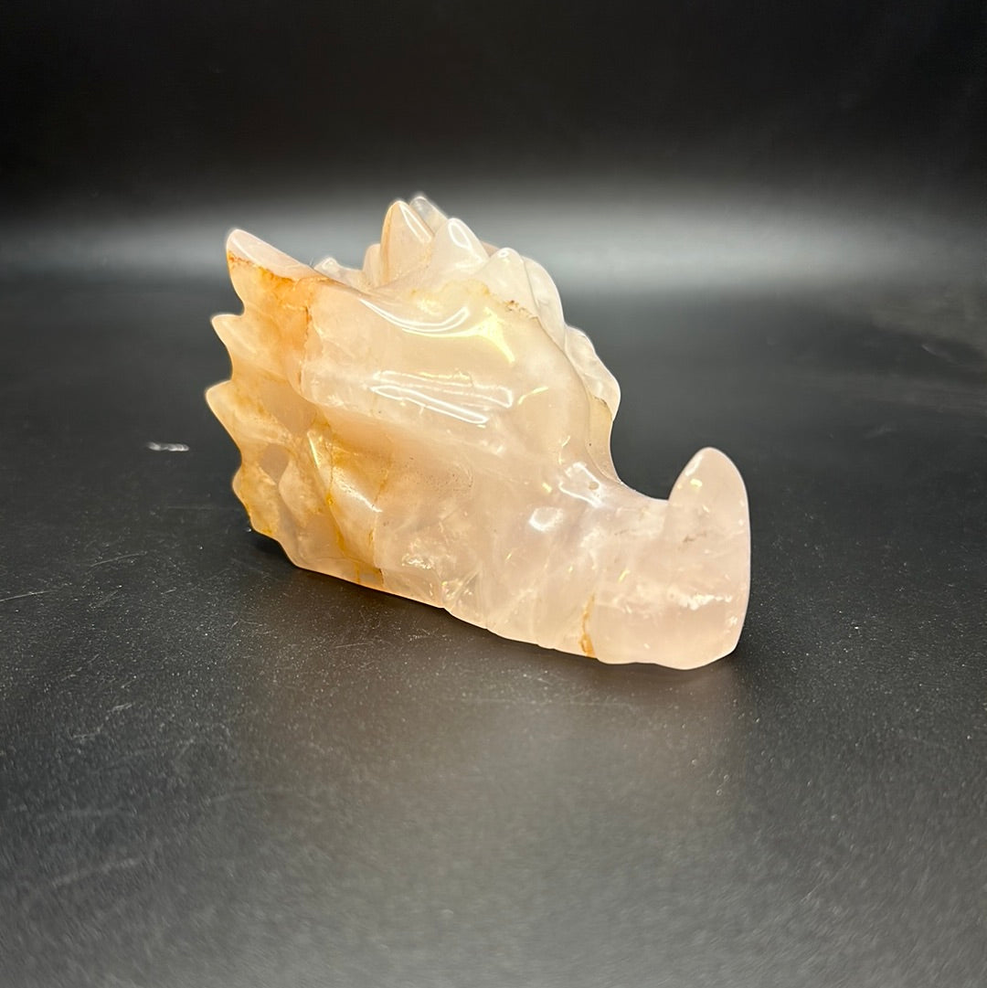 Rose quartz dragon head