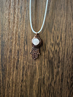 Copper Electroform Crystal Hamsa Pendant