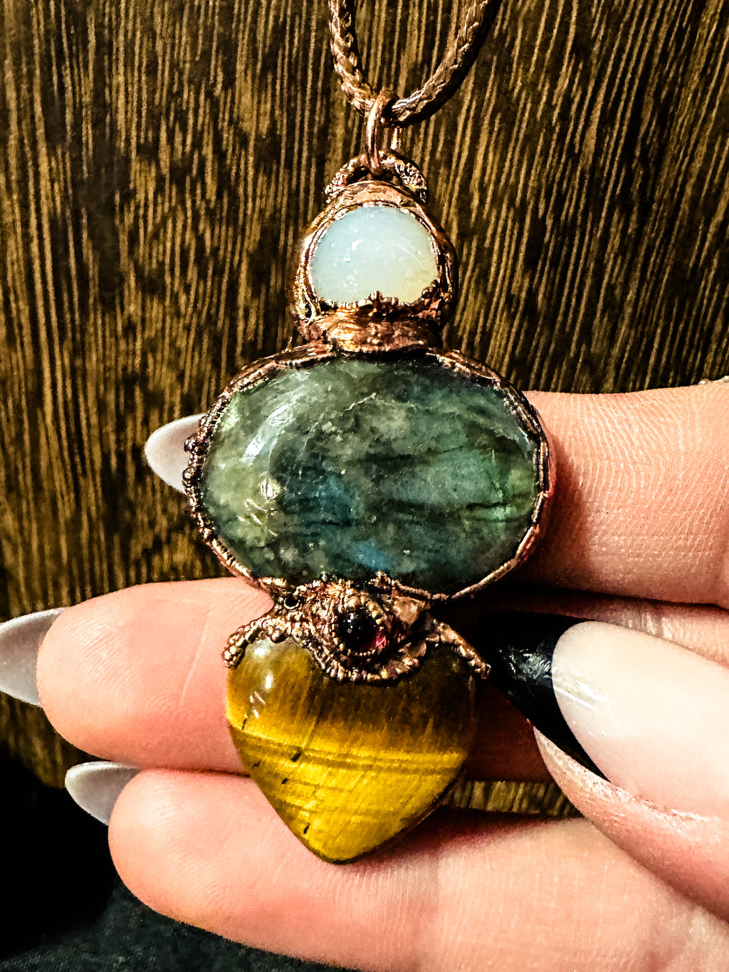 Labradorite and Tiger Eye Statement Pendant