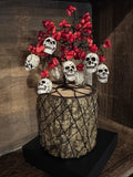 Red Bamboo Coral Skull Wire Tree