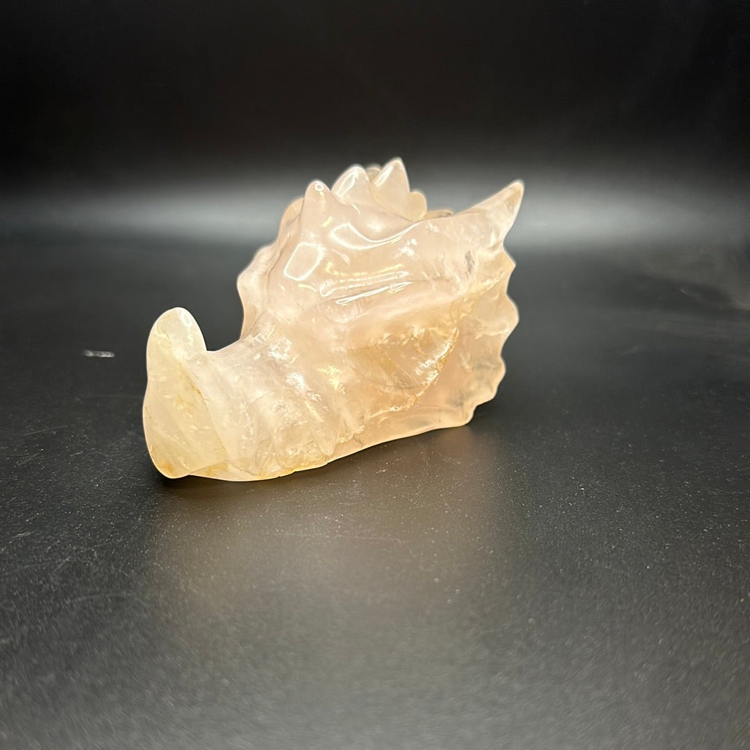 Rose quartz dragon head
