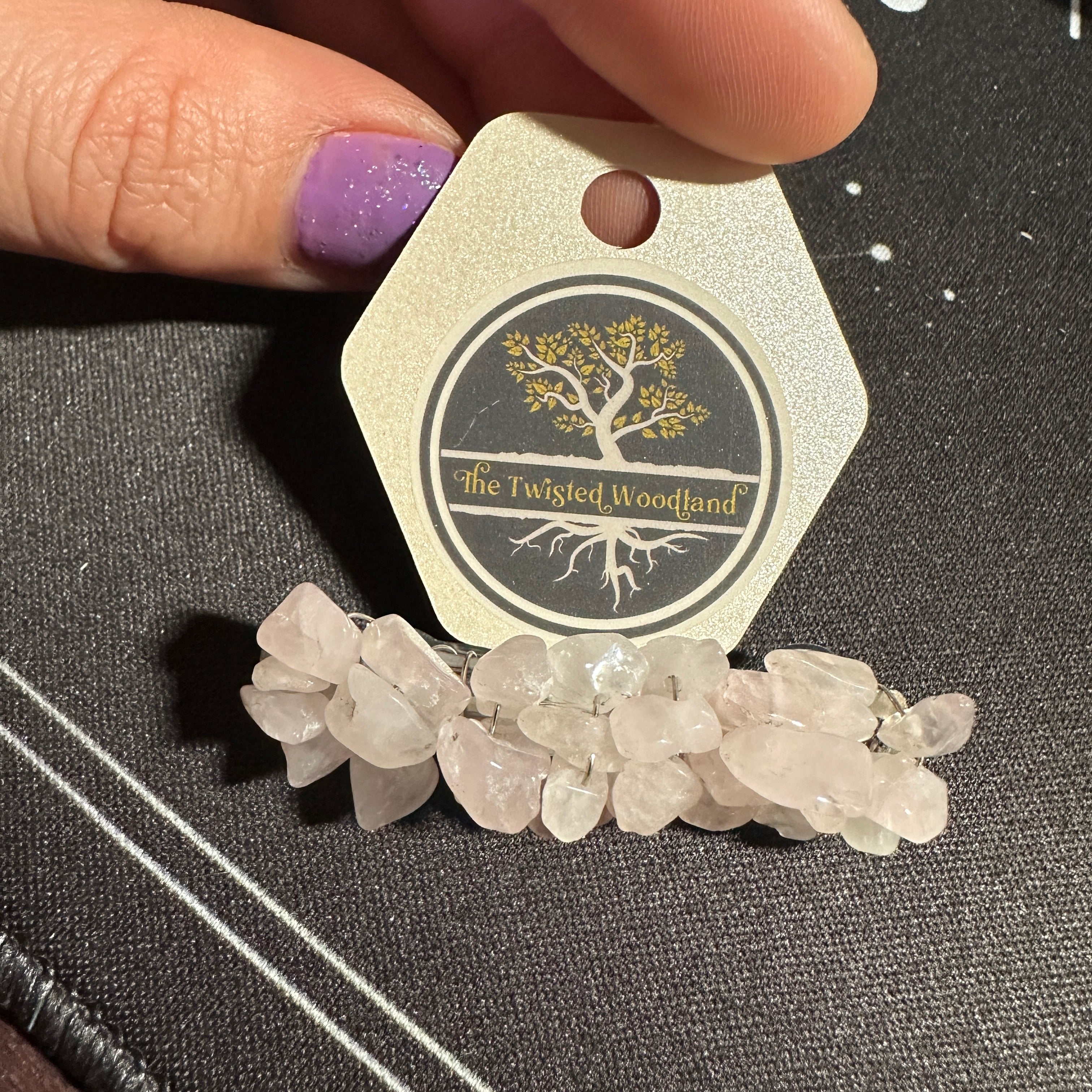 Rose Quartz Beaded Hair Barrette