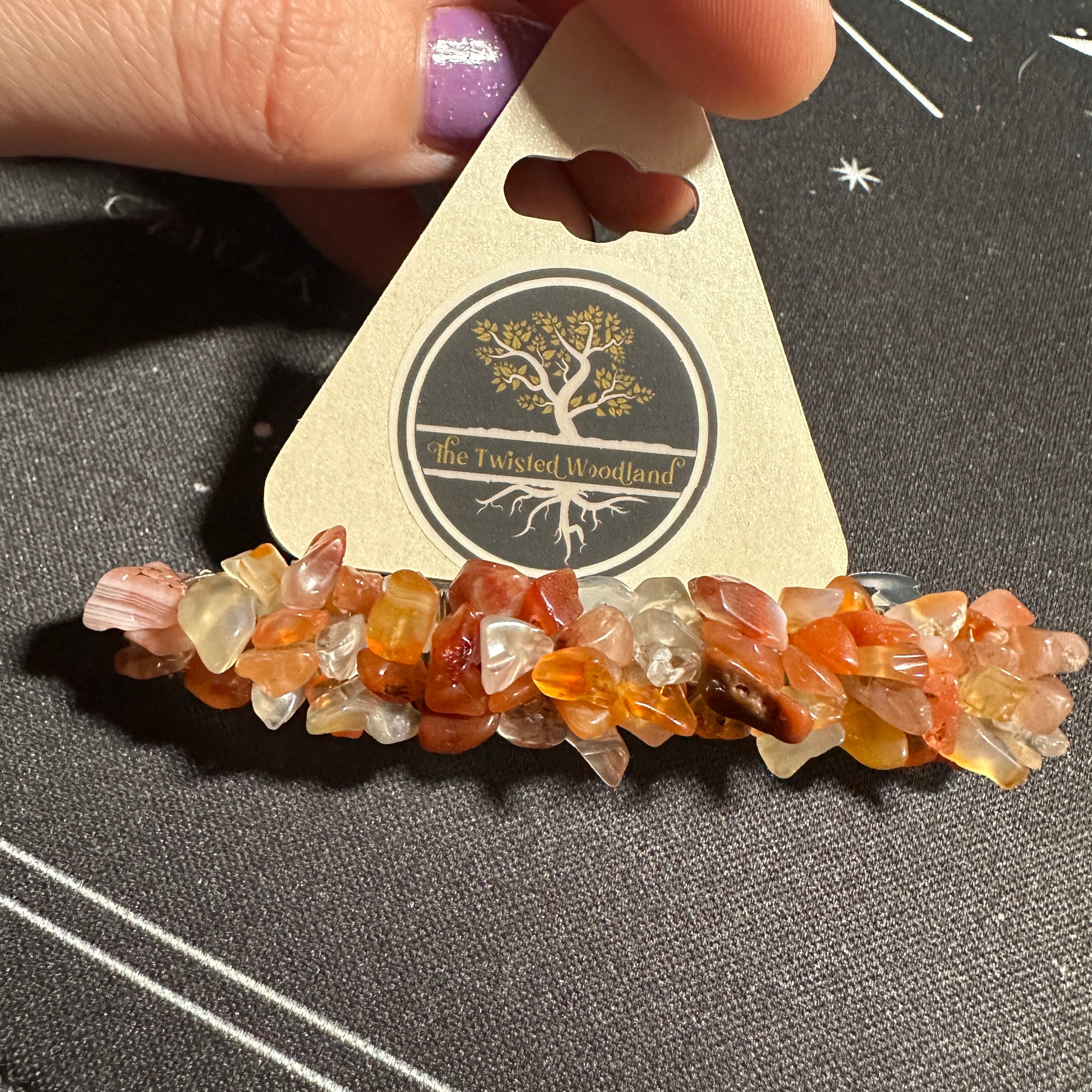 Carnelian Beaded Hair Barrette