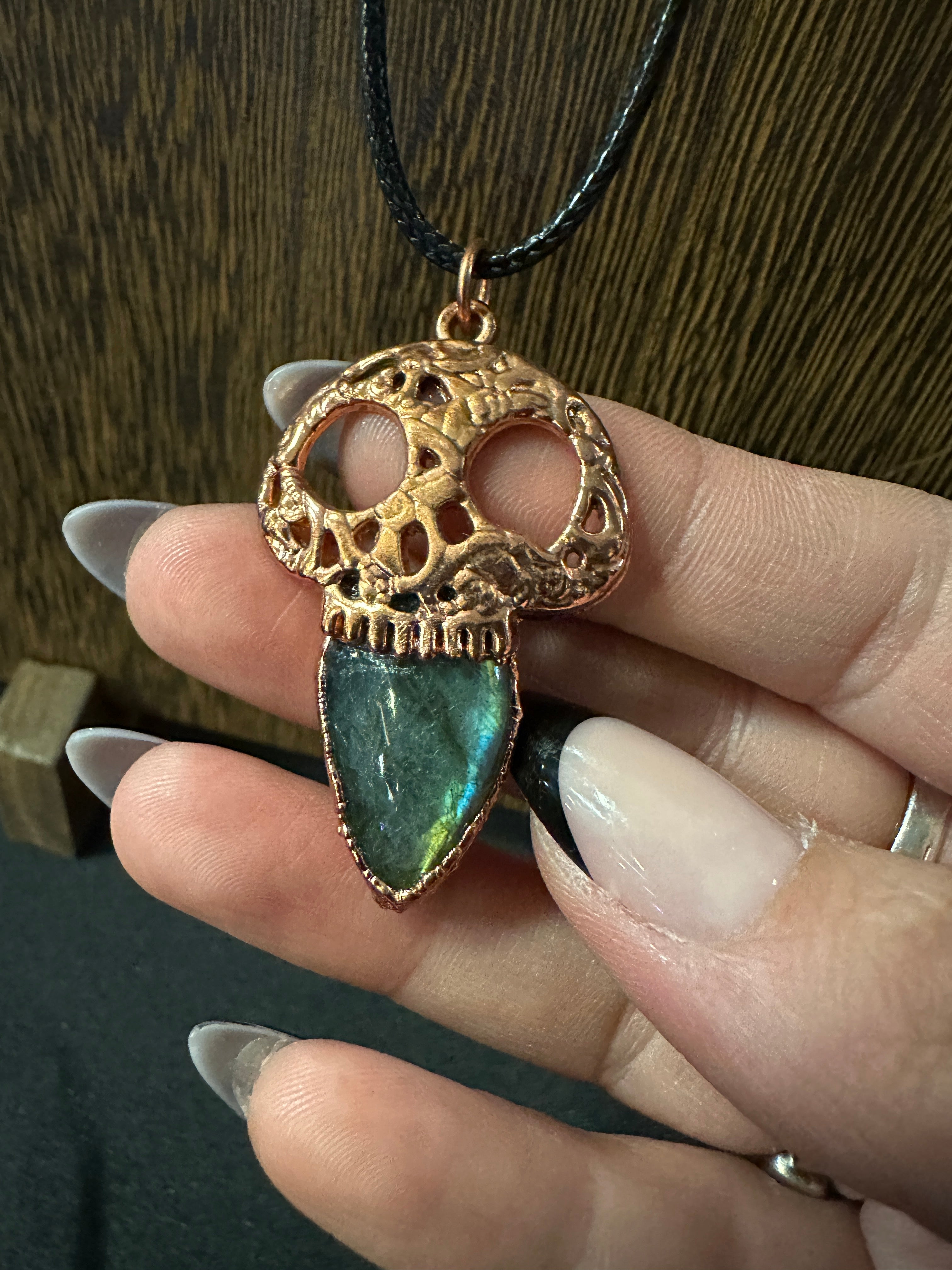 Labradorite Skull Necklace