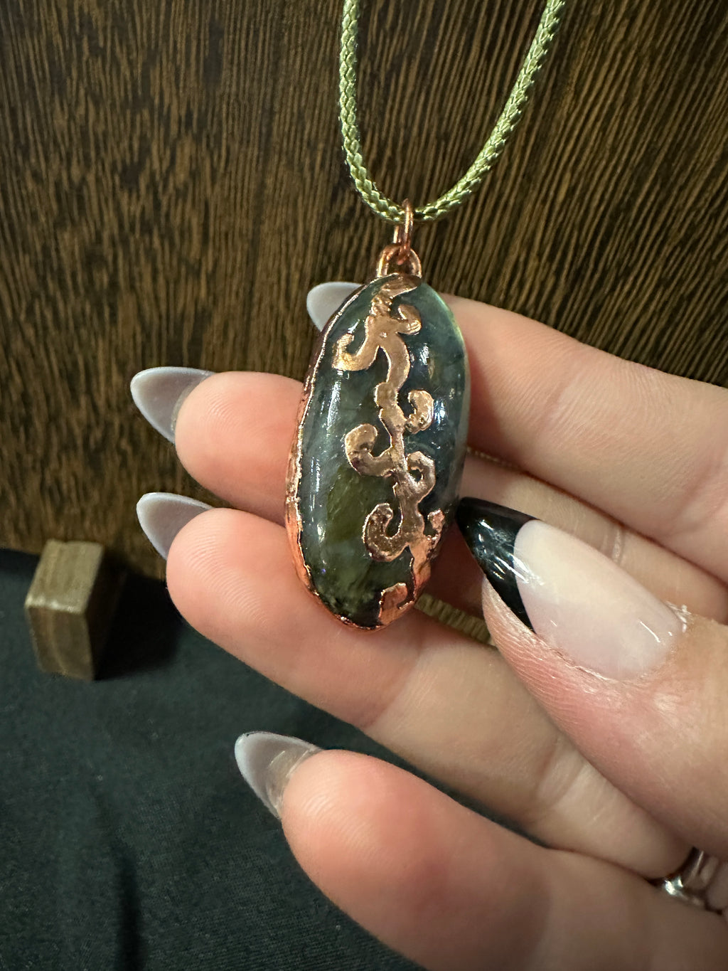 Labradorite Swirl Copper Electroform Pendant Necklace