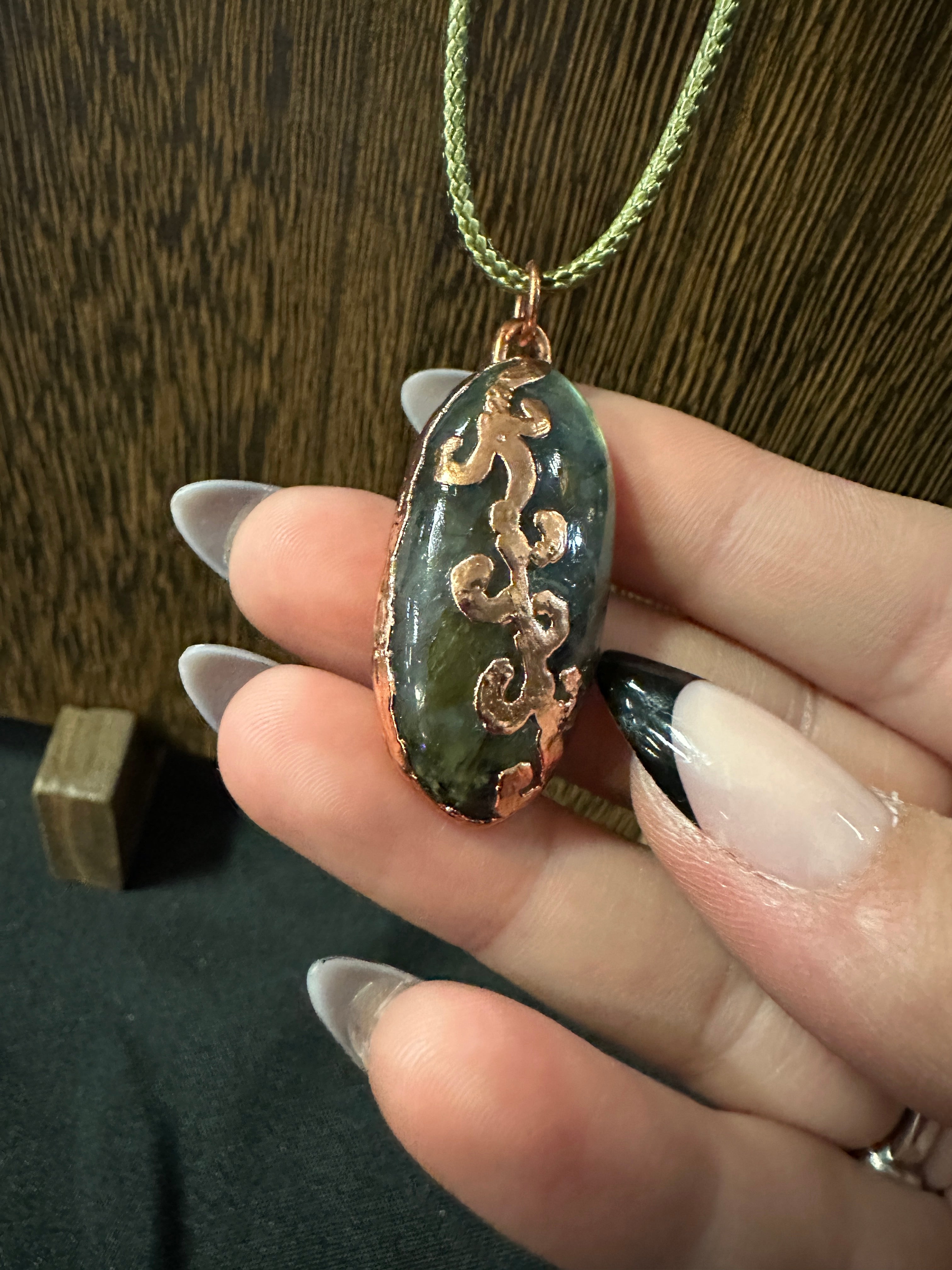 Labradorite Swirl Copper Electroform Pendant Necklace