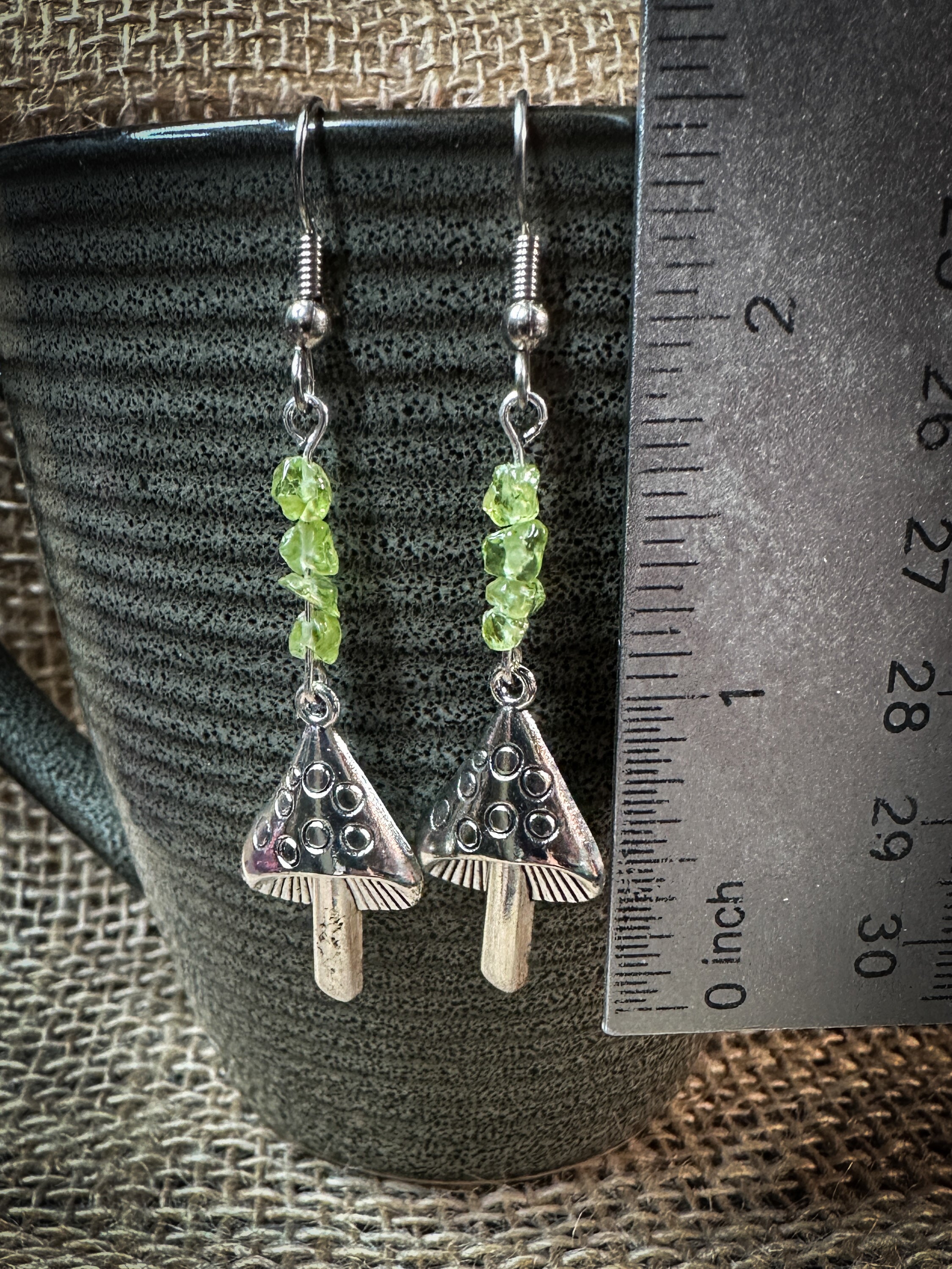 Peridot Mushroom Earrings
