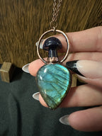 Mushroom Kingdom Labradorite and Blue Goldstone Pendant