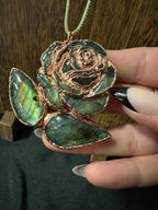 Copper and Labradorite Rose Pendant