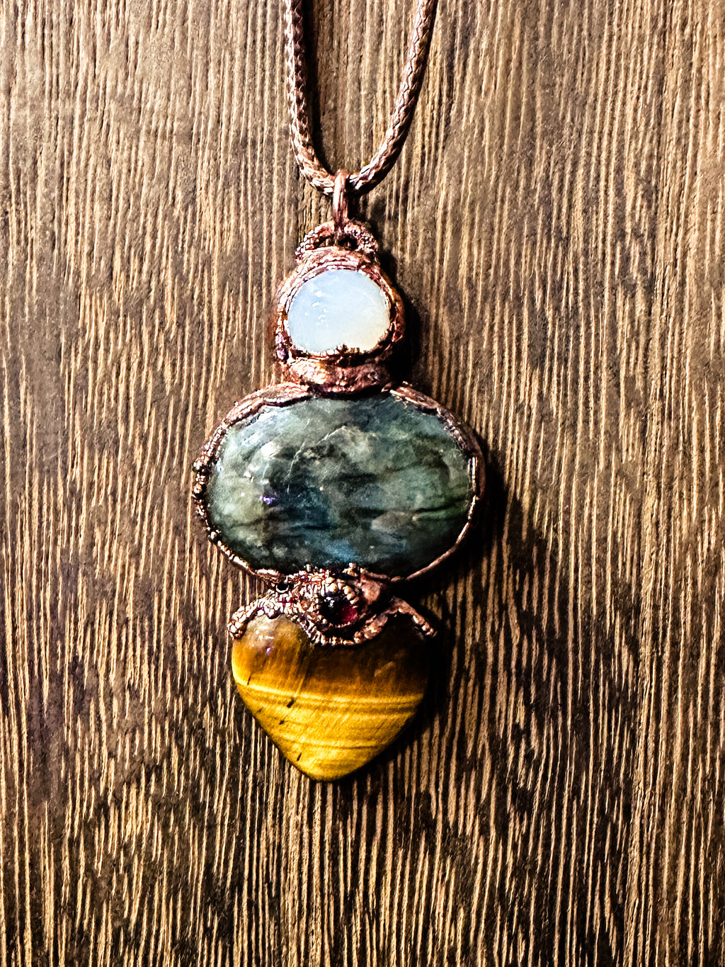 Labradorite and Tiger Eye Statement Pendant
