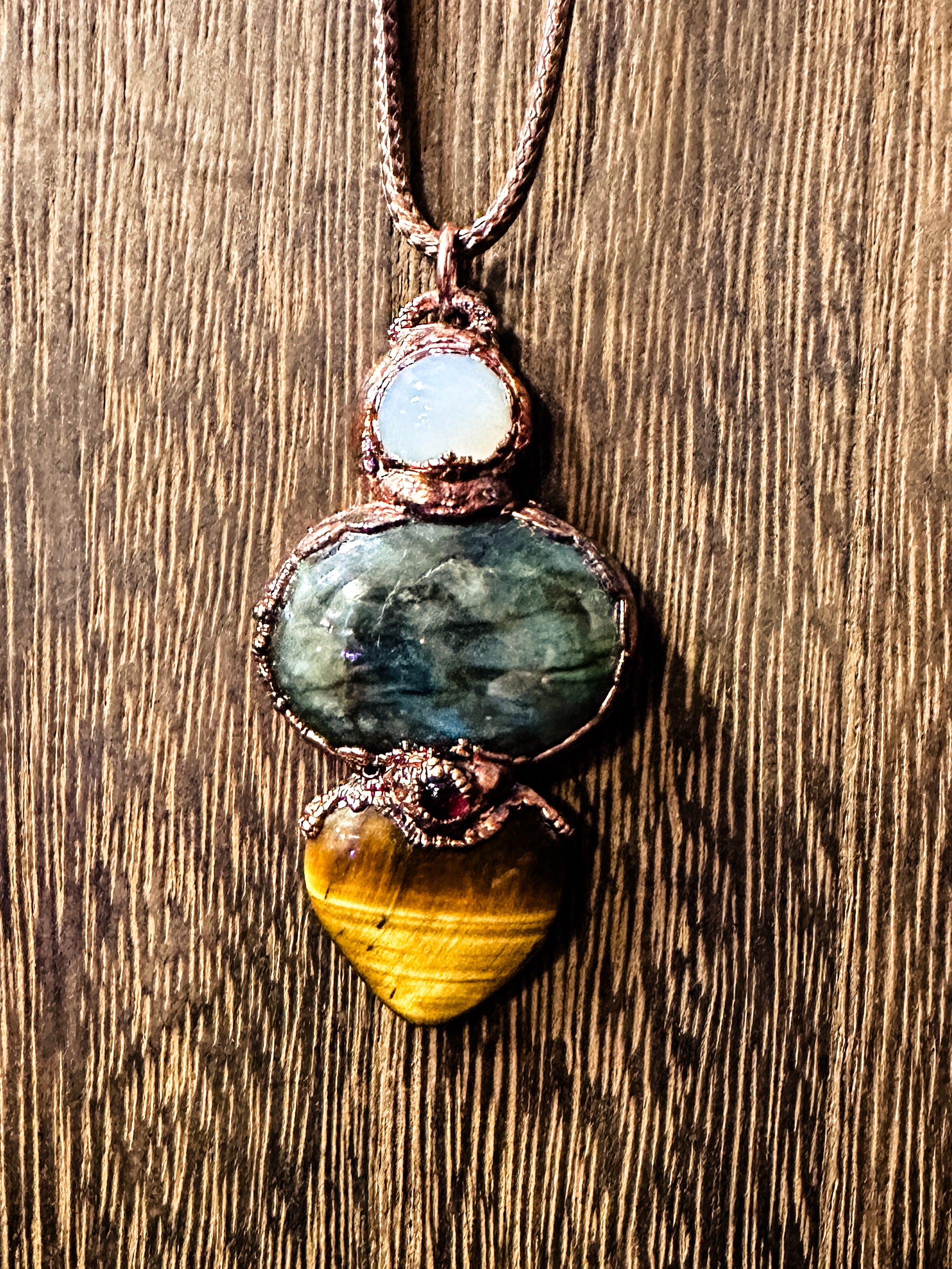 Labradorite and Tiger Eye Statement Pendant