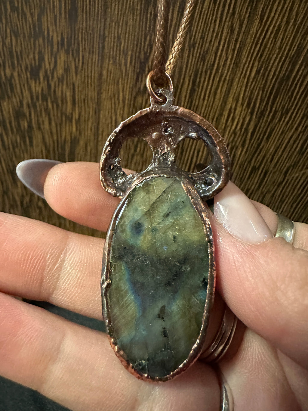 Labradorite Skull Pendant