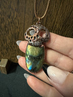 Labradorite Skull Pendant