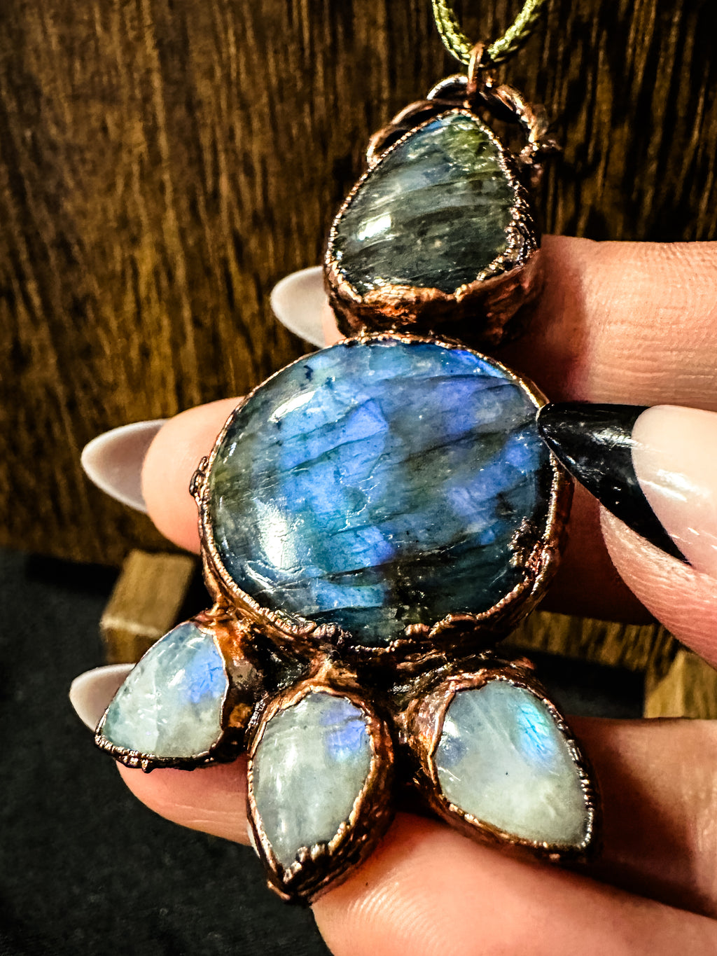 Labradorite and Moonstone Statement Pendant