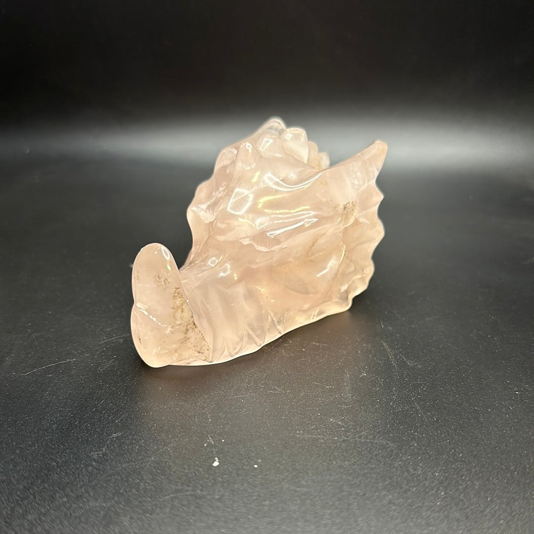 Rose quartz dragon head