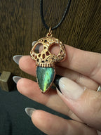 Labradorite Skull Necklace