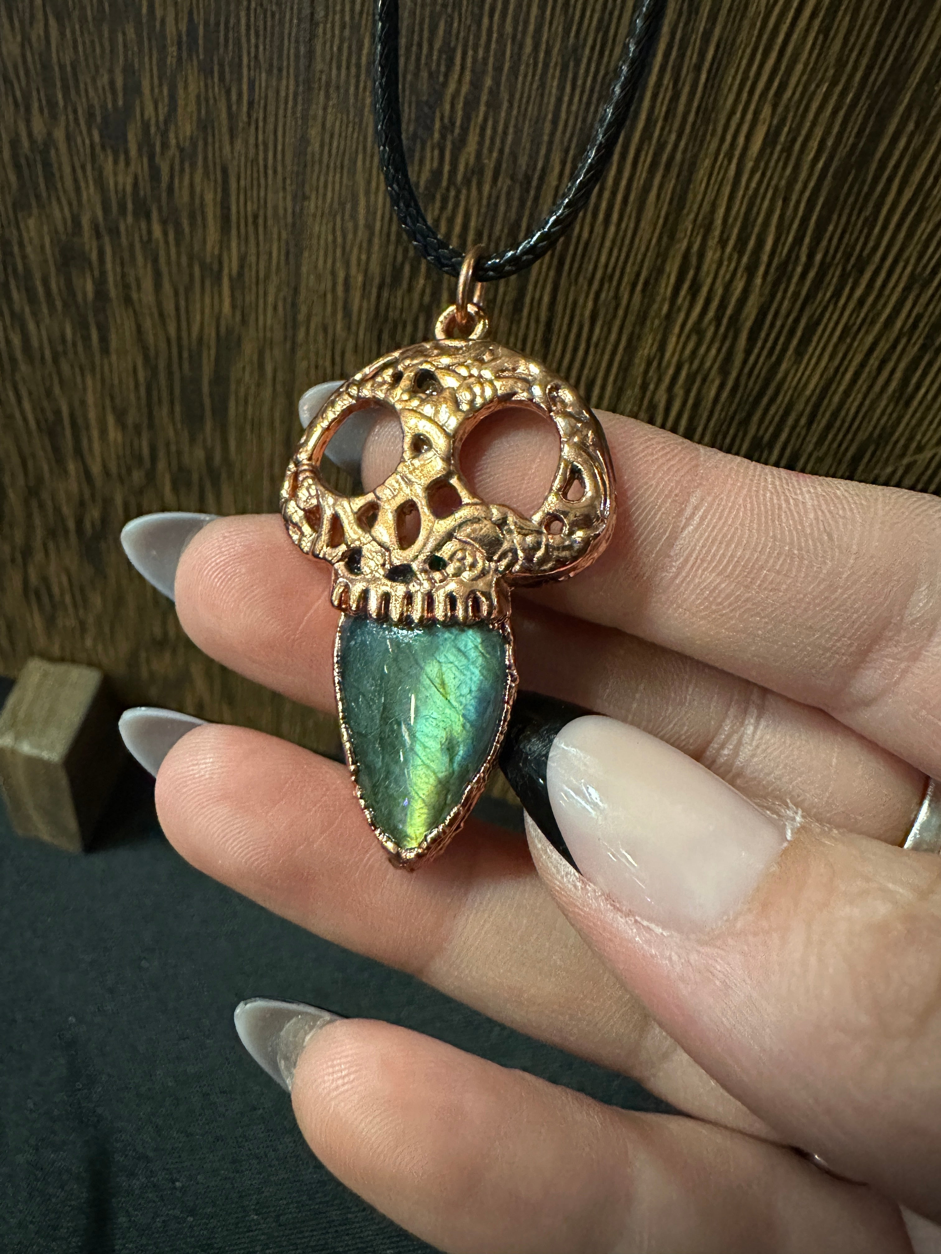 Labradorite Skull Necklace