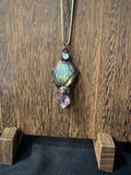 Labradorite Moonstone and Raw Amethyst Pendant